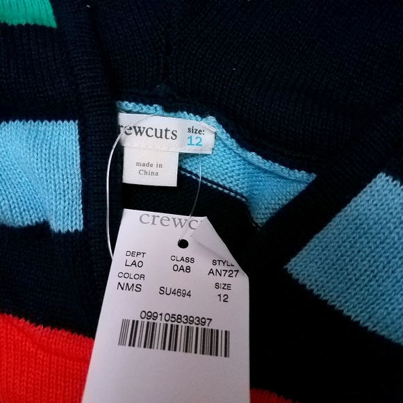 Nwt crewcuts multicolor striped knit hoodie size 12 - Picture 2 of 4